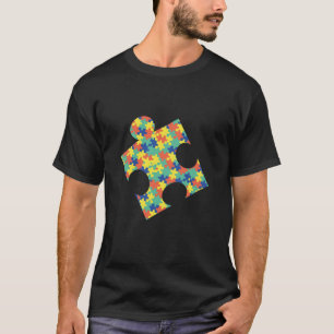 Camiseta autismo de 6 quebra-cabeça do pixel