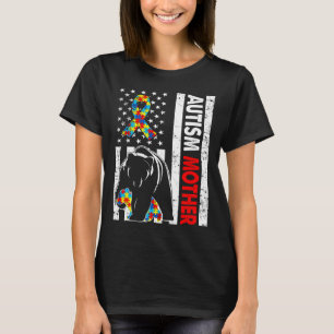 Camiseta Autismo de bandeira retro-americana é a consciênci