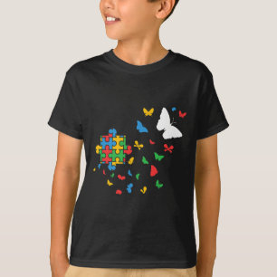 Camiseta Autismo de borboletas Quebra-cabeça Autismo Autism