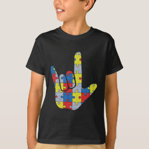 Camiseta Autismo de consciência de linguagem de sinais de a