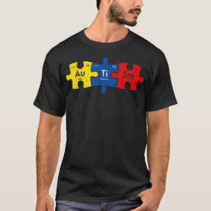 Camiseta Autismo de elemento periódico Quebra-cabeça de con