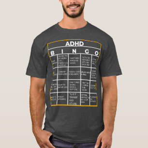 Camiseta Autismo Dia da Consciência Mental ADHD Bingo