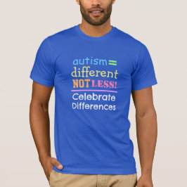 Camiseta Autismo=Diferente Não Menos Autismo Sensibilização
