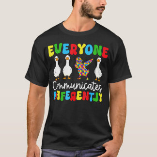 Camiseta Autismo Divertido Ganso Tolo Todos se Comunicam