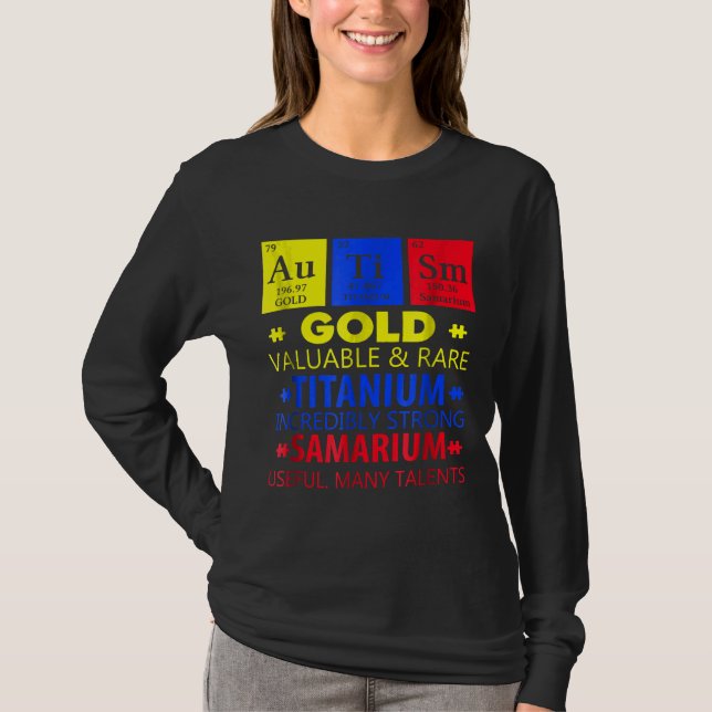 Camiseta Autismo Dourado, Engraçado pelo Titânio Autismo do (Frente)