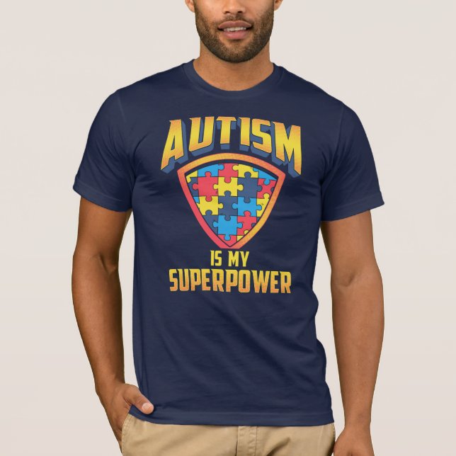 Camiseta Autismo É A Minha Superpotência Quebra-cabeça Cons (Frente)