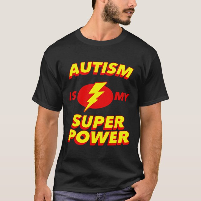 Camiseta Autismo É Meu Super Herói Da Consciência Do Poder (Frente)
