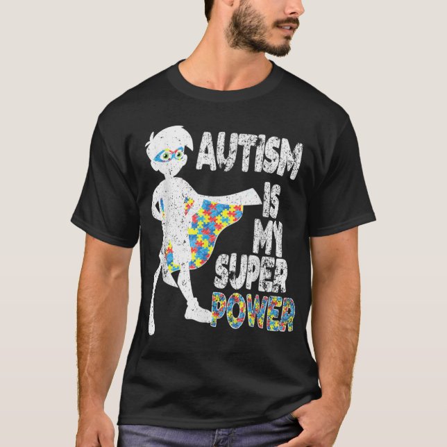 Camiseta Autismo É Meu Super Poder, Autismo Consciência Par (Frente)