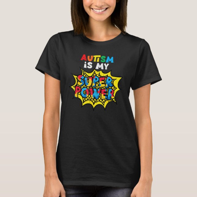 Camiseta Autismo É Meu Superpoder Conscientização Homens Mu (Frente)