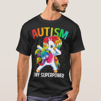 Camiseta Autismo É Meu Superpoder Dabitando Unicórnio