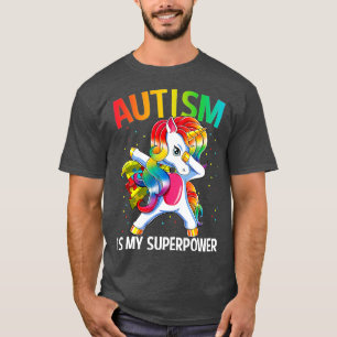 Camiseta Autismo É Meu Superpoder Dabitando Unicórnio