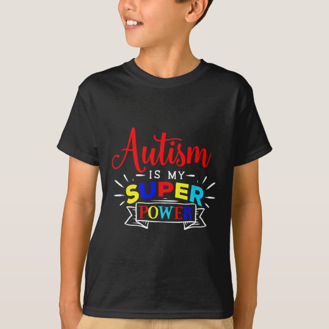 Camiseta Autismo É Meu Superpoder - Disabi Autista Colorido (Frente)