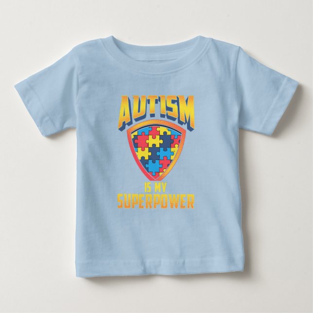 Camiseta Autismo É O Meu Quebra-cabeça De Superpotência (Frente)