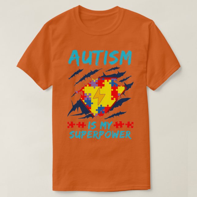 Camiseta Autismo É O Meu Superpoder Mugs Ts (Frente do Design)