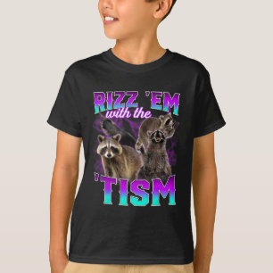Camiseta Autismo Engraçado Rizz Em Com O Meme Racoon Tism