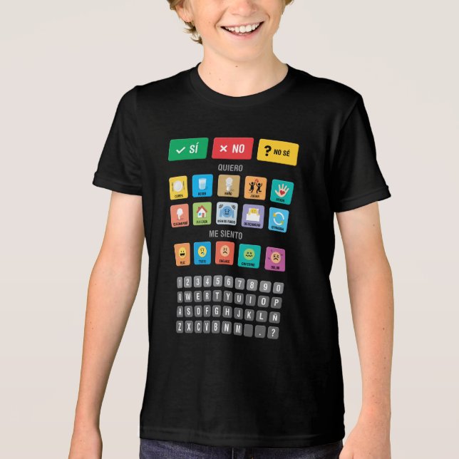 Camiseta Autismo espanhol AAC PECS Apontando Comunicação 03 (Frente)