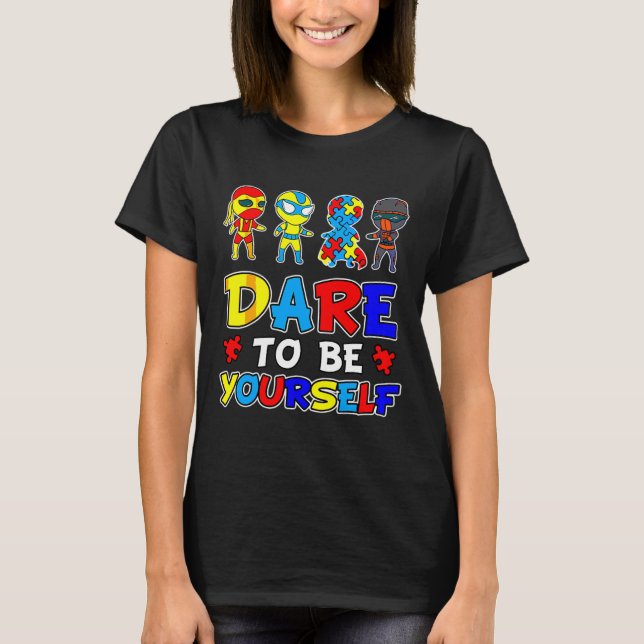 Camiseta Autismo Espectro Distúrbios Super-herói Quebra-cab (Frente)