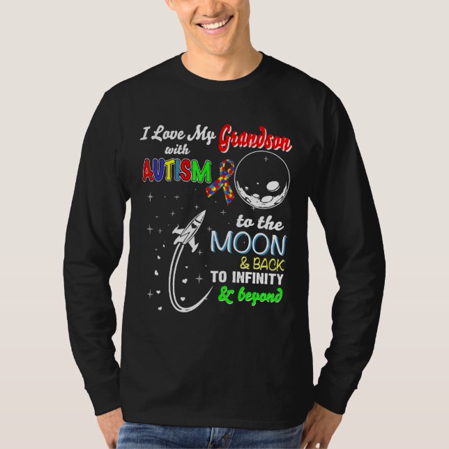 Camiseta Autismo-Eu Amo Meu Avô Com Autismo À Lua (Frente)