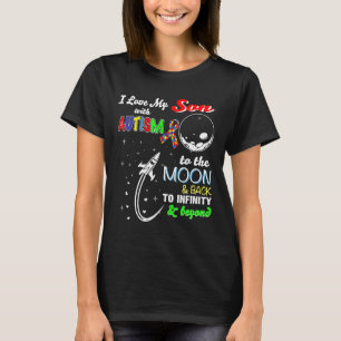 Camiseta Autismo-Eu Amo Meu Filho Com Autismo Até a Lua E B