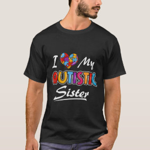 Camiseta Autismo-Eu Amo Minha Irmã Autista Conscientização