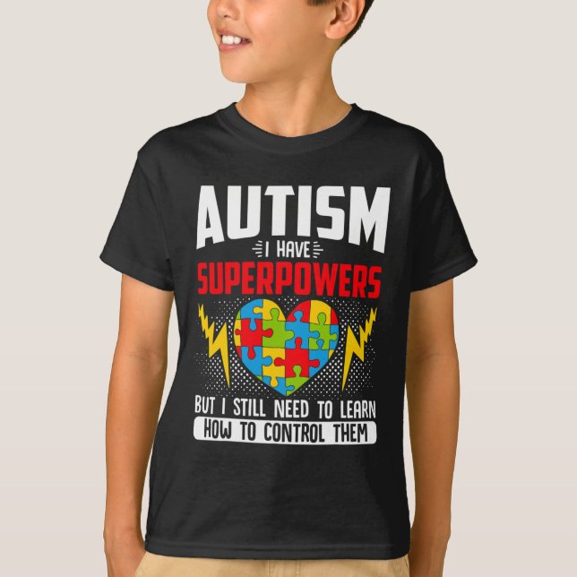 Camiseta Autismo Eu Tenho Superpoderes Deficientes (Frente)