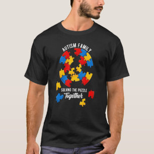 Camiseta Autismo Família Resolvendo o Puzzle Juntos Autismo