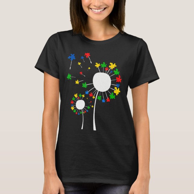 Camiseta Autismo-Flor de Dente-de-Leão Peça do Quebra-Cabeç (Frente)