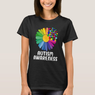Camiseta Autismo Floral Consciencialização Daisy Pedaços de