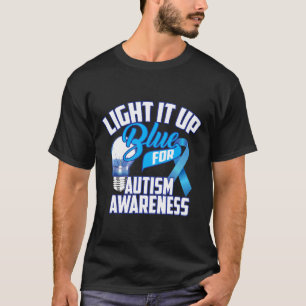 Camiseta Autismo-Fofa Ilumine de Azul para a Conscientizaçã