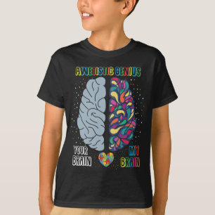 Camiseta Autismo Genius Heart Autista Colorir Cérebro
