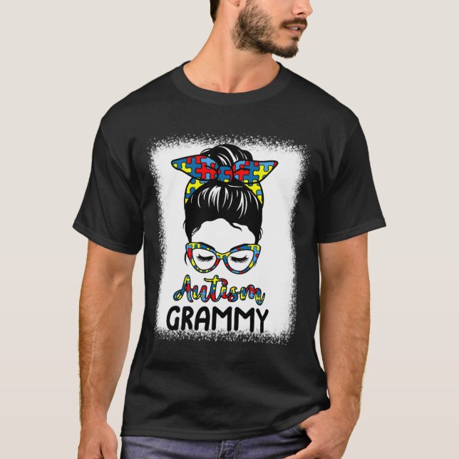 Camiseta Autismo Grammy Messy Bun Explodiu Autismo Consciên (Frente)