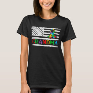 Camiseta Autismo Grandma American Flag