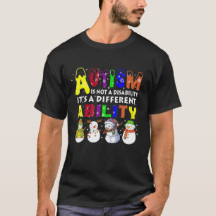 Camiseta Autismo Habilidade Bonita Snowman Autismo Família