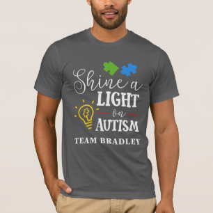 Camiseta Autismo Ilumina uma Equipe de Combinação de Luz Pe