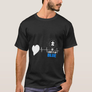 Camiseta Autismo - Ilumine de Azul Batimento Cardíaco Autis