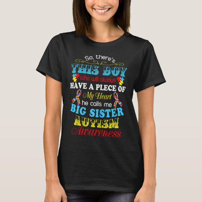Camiseta Autismo Irmã Irmã Irmã Amante Cita Autismo Awaren (Frente)