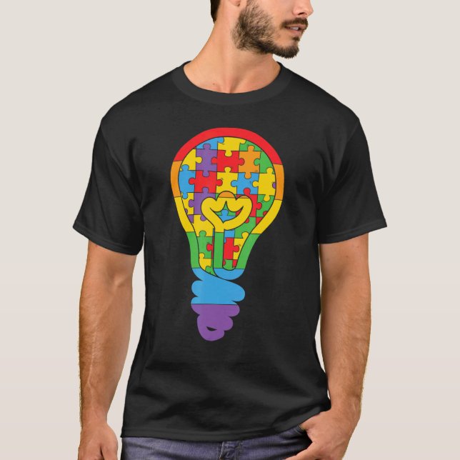 Camiseta Autismo Lightbulb Quebra-cabeça (Frente)