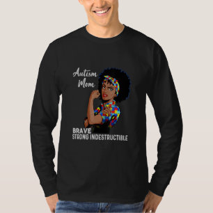 Camiseta Autismo Mãe Autismo Indestrutível Consciência Pret