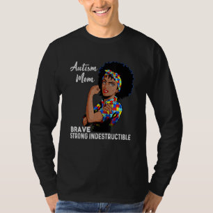 Camiseta Autismo Mãe Autismo Indestrutível Consciência Pret