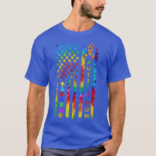 Camiseta Autismo Mãe Autismo Sensibilização Tie Dye Bandeir