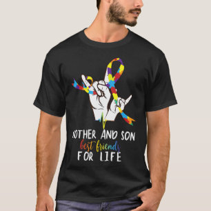 Camiseta Autismo-Mãe E Filho Fita De Conscientização Do Aut