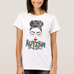 Camiseta autismo mãe filho bagunçado noz de abril e maioria