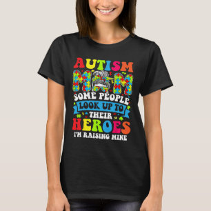 Camiseta Autismo Mãe Levantando Herói Bagunça Mensagem Bun 
