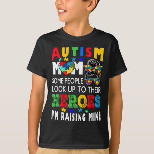 Camiseta Autismo Mãe Levantando Herói Bagunça Mensagem Bun