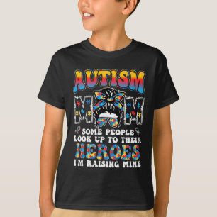Camiseta Autismo Mãe Levantando Herói Bagunça Mensagem Bun