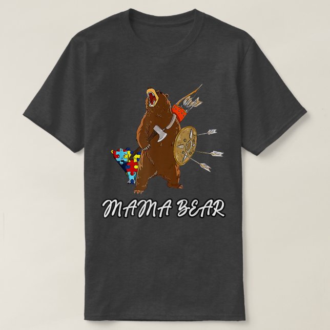 Camiseta Autismo Mãe Mãe Bear Autismo Quebra-cabeça Premium (Frente do Design)