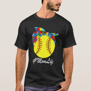 Camiseta Autismo Mãe Softball Mensagem Autismo Autismo Aten
