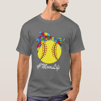 Camiseta Autismo Mãe Softball Mensagem Autismo Autismo Aten