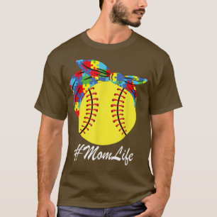 Camiseta Autismo Mãe Softball Mensagem Autismo Autismo Aten