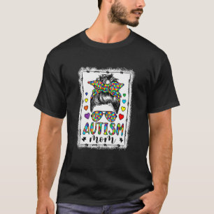 Camiseta Autismo Mãe Vida Mensagem Bun Branqueado Motheru20